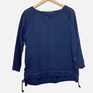 Lauren Ralph Lauren navy blue preppy nautical tie side top XL 100% cotton